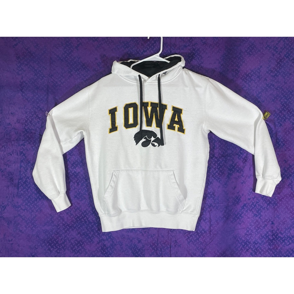 Colosseum Mens Iowa Hawkeyes Hoodie White Fleece Sweatshirt Size Small